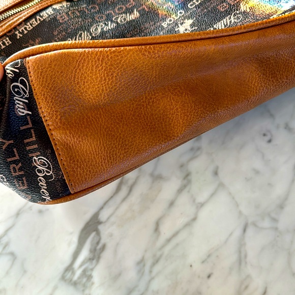 Beverly Hills Polo Club Brown and Tan shoulder bag multiple zipper pockets - Picture 5 of 6